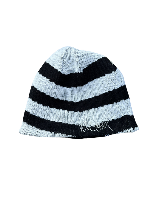 Y2k Vintage Beanie Grunge - Striped Black/ Hickory