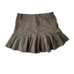 Y2K Pleated Ruffle Skirt - Military Brown