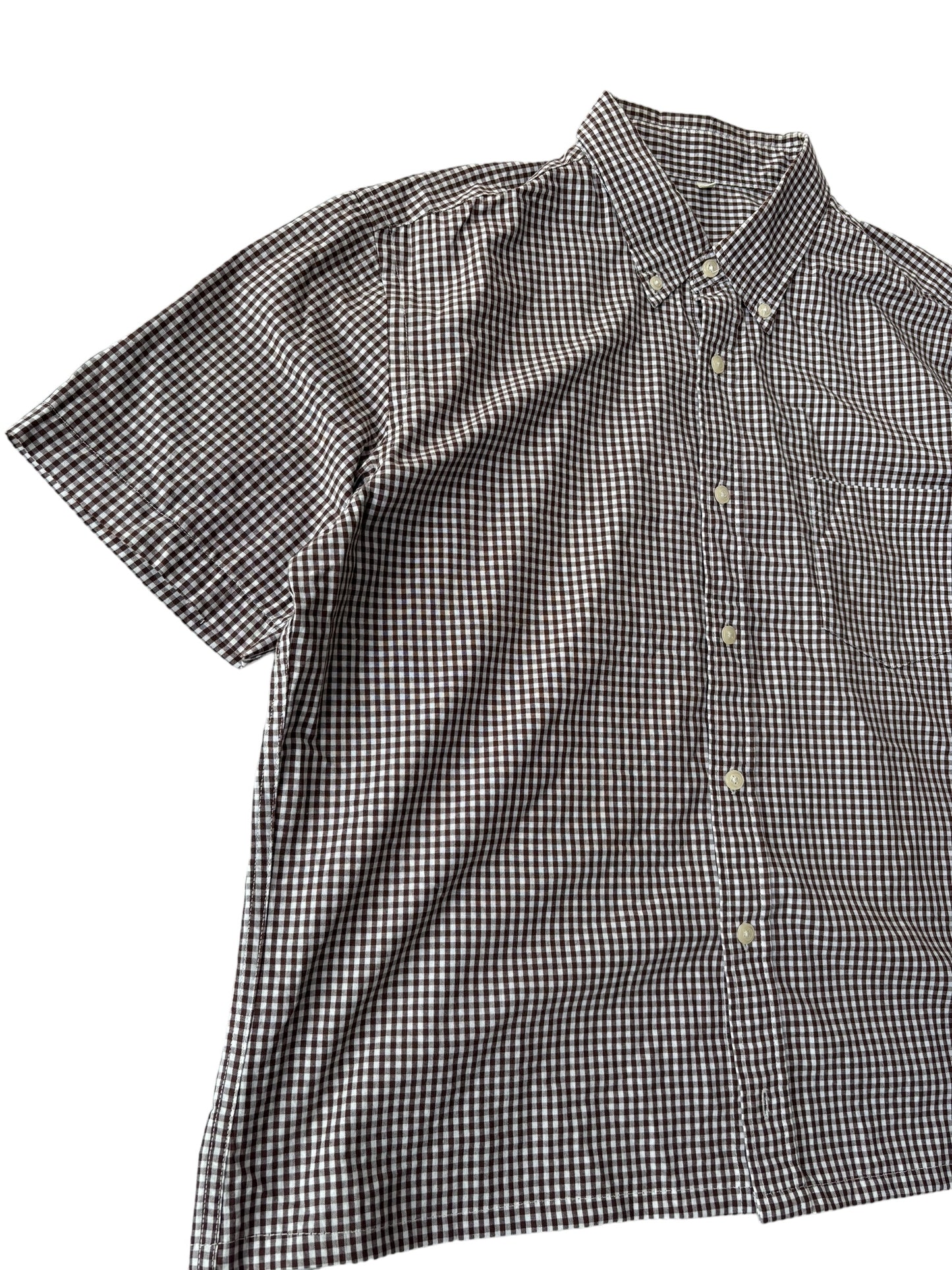 Vintage Cropped Collared Shirt - Checkered black