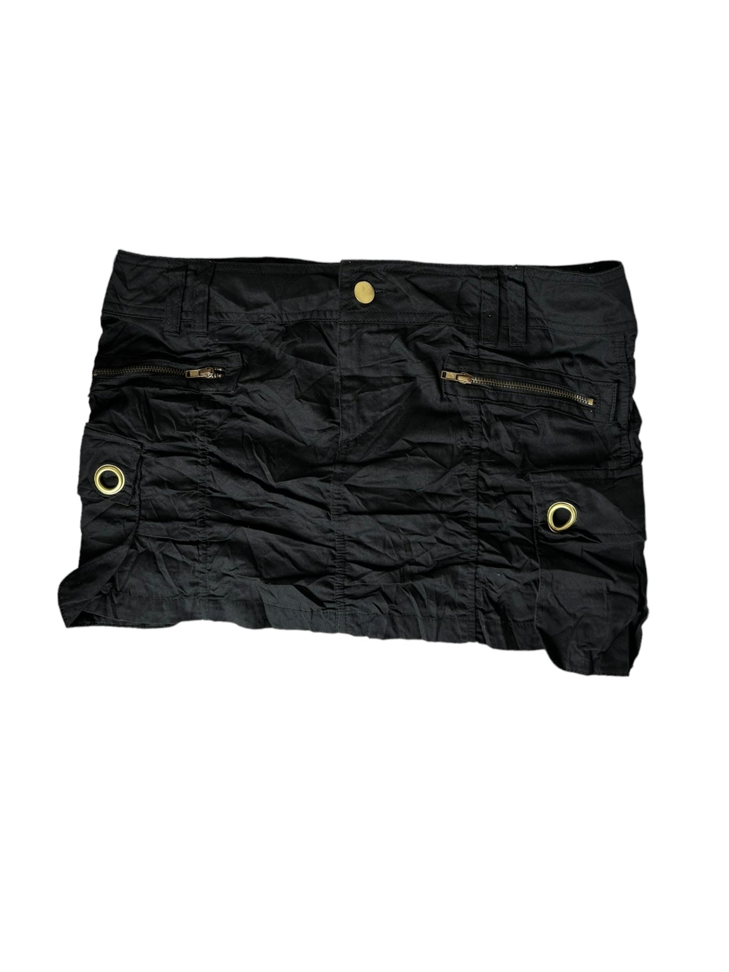 Y2K Cargo Skirt - Black w Gold Accents