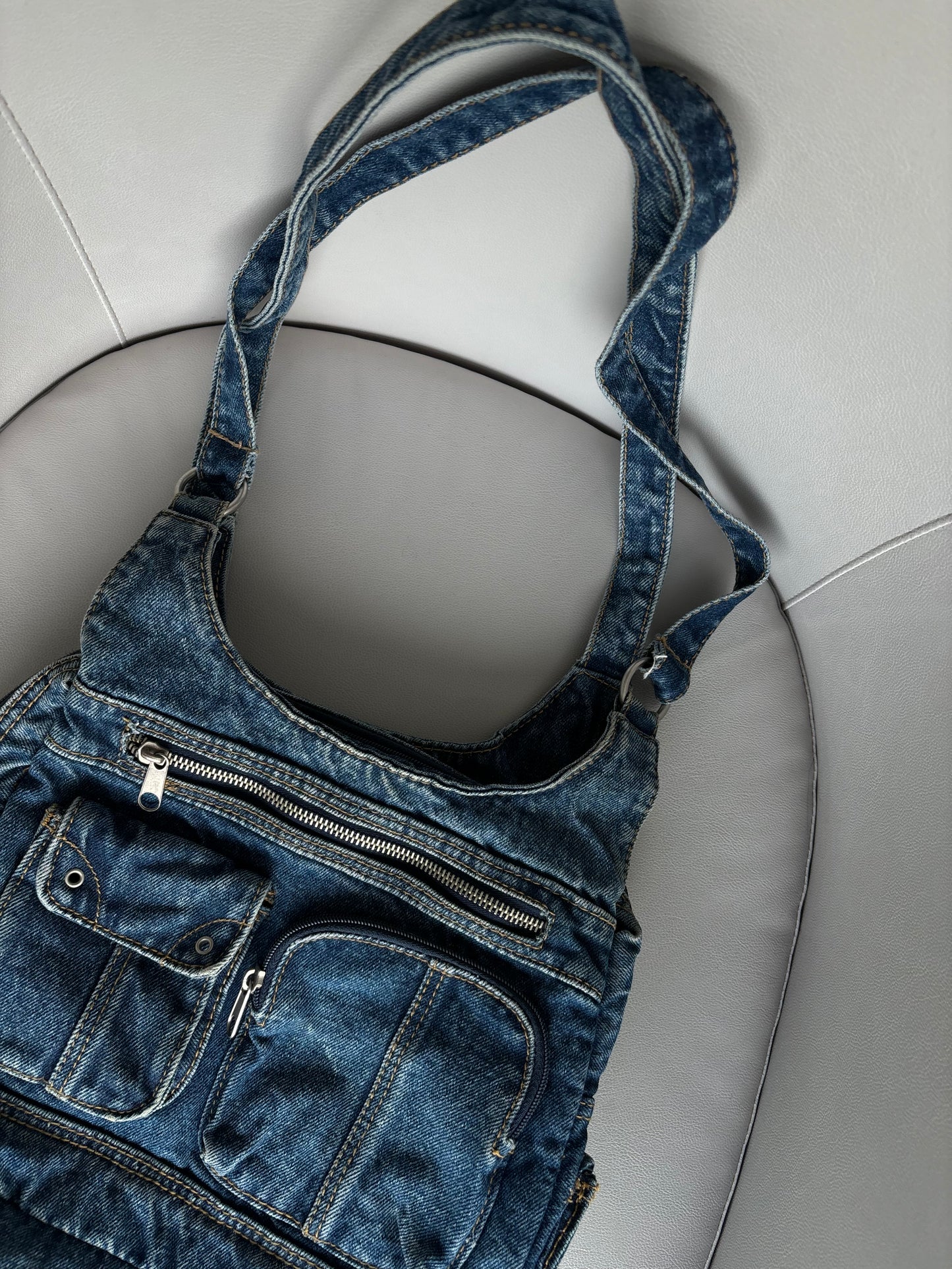 Y2K Messenger Cargo Denim Bag