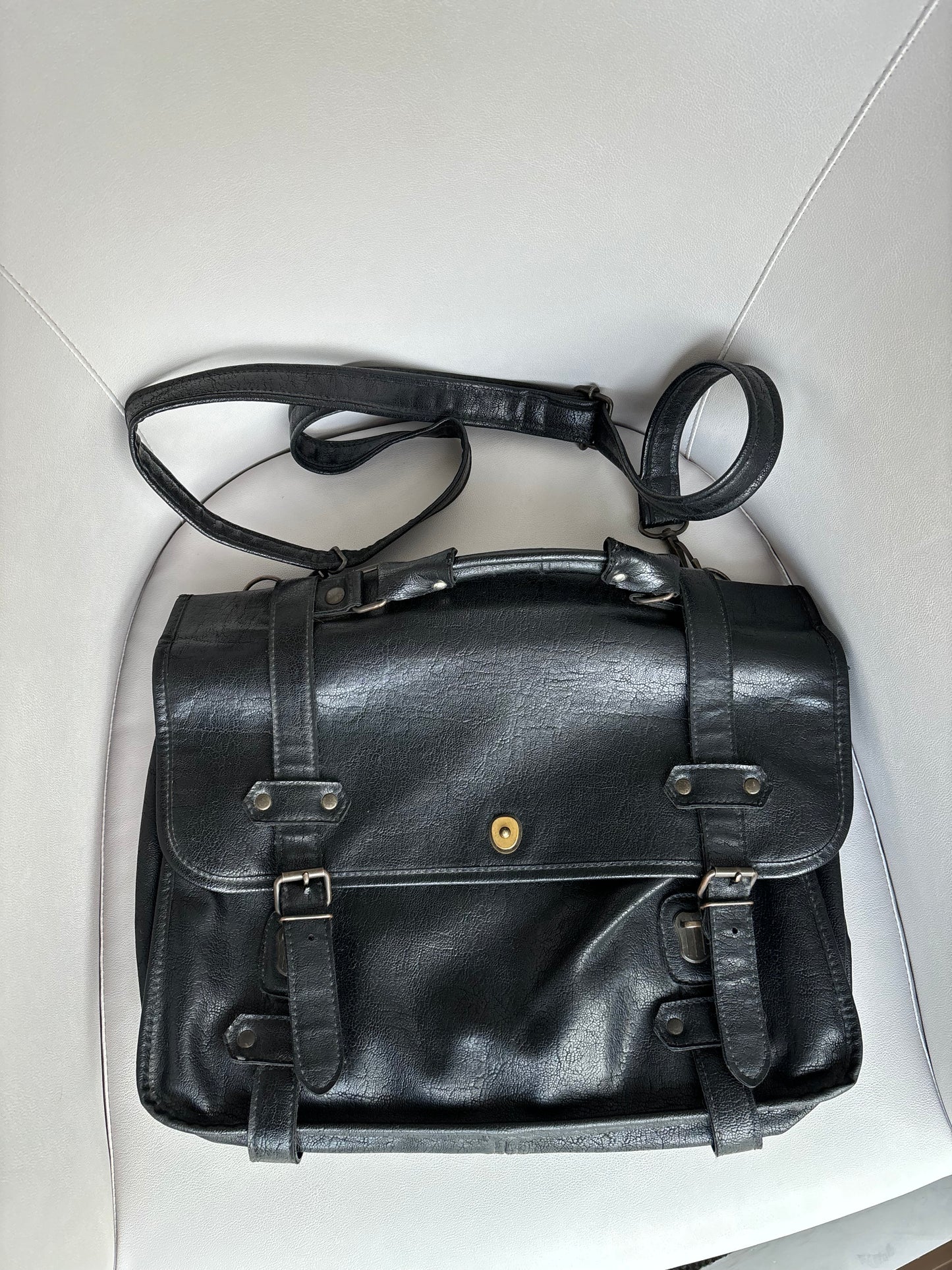 Black Messenger Leather Bag