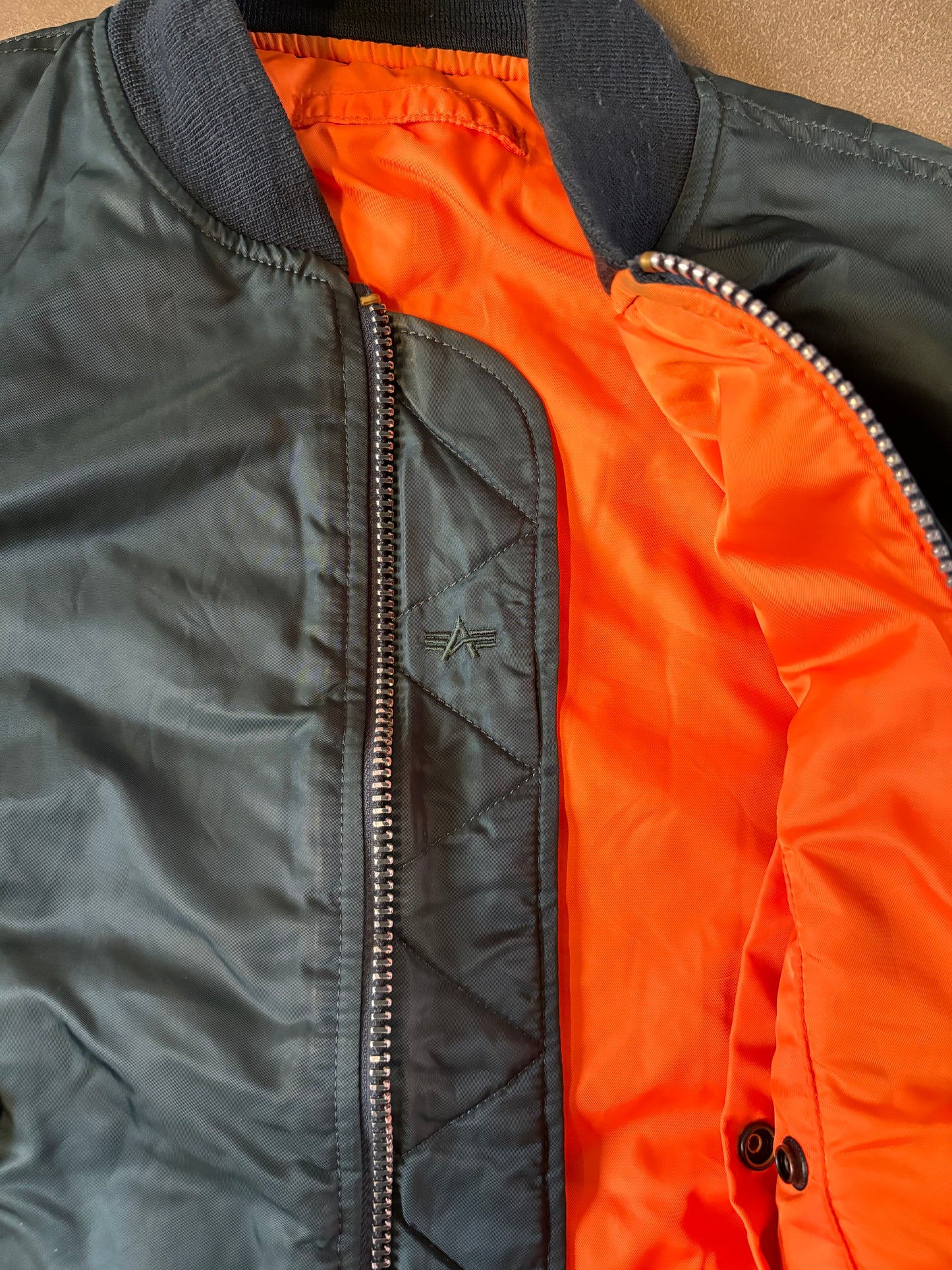 Vintage Alpha Industries Reversible Bomber Jacket - Navy / Orange