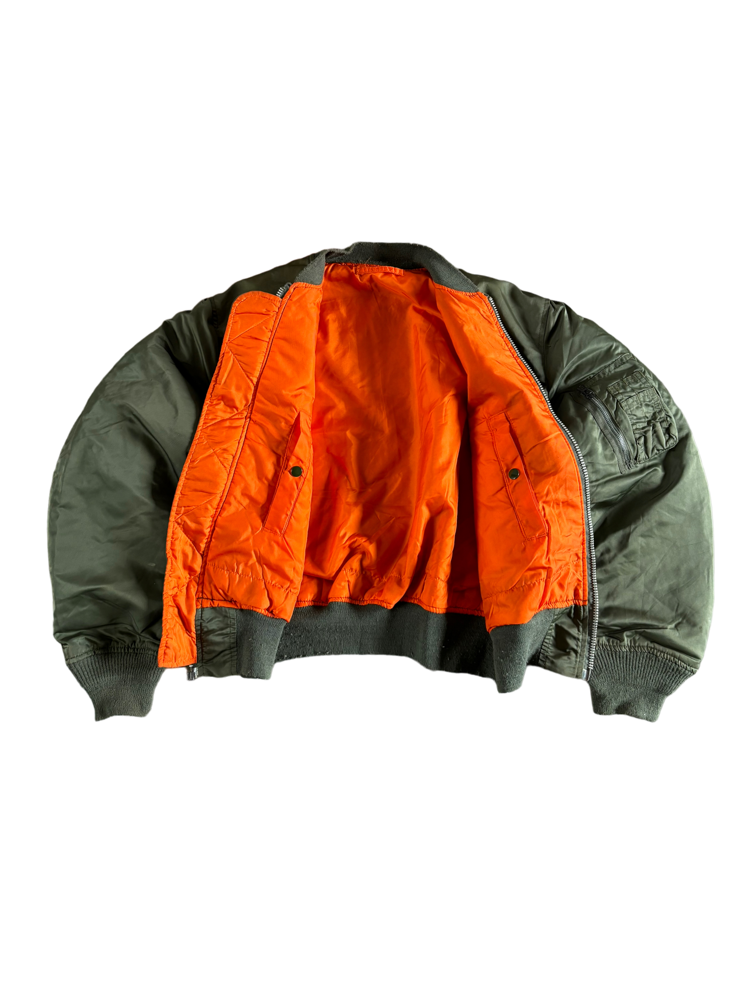 Vintage Us Military Reversible Bomber Jacket - Green/ Orange