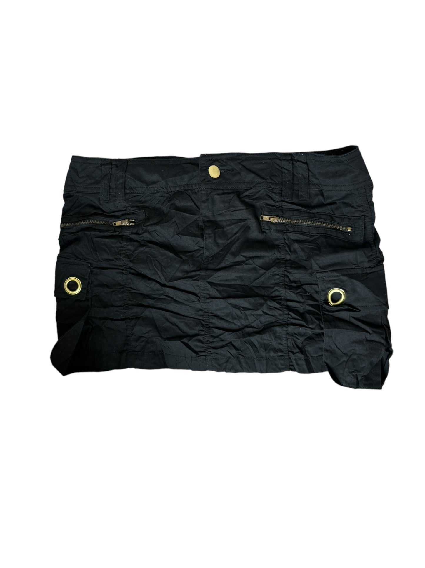 Y2K Cargo Skirt - Black w Gold Accents