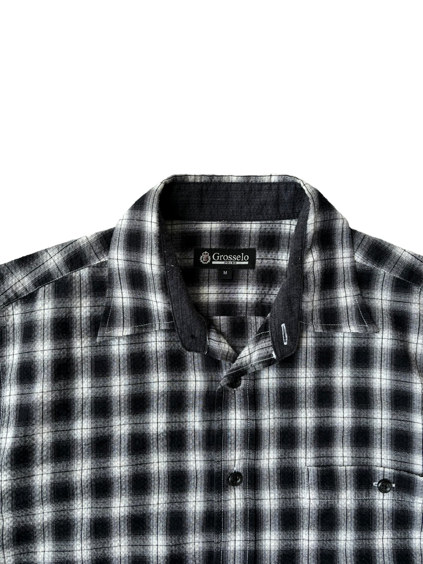 Vintage Cropped Collared Shirt - Checkered black