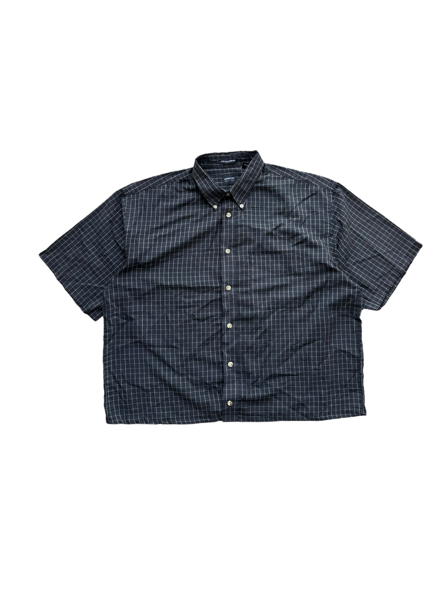 Vintage Cropped Collared Shirt - Black Gingham