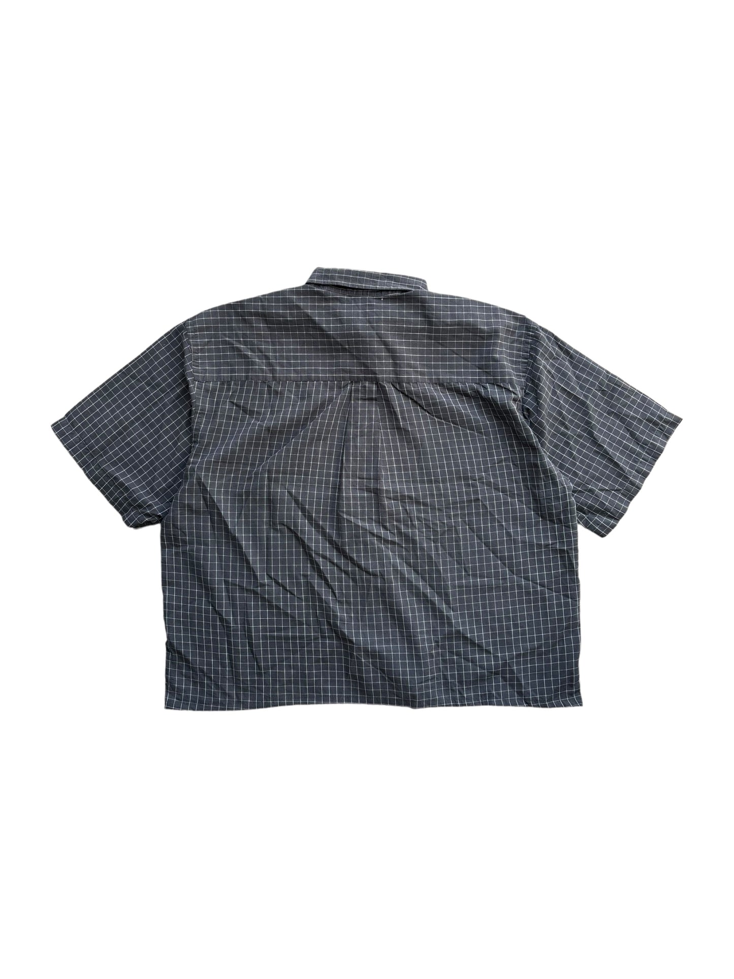 Vintage Cropped Collared Shirt - Black Gingham