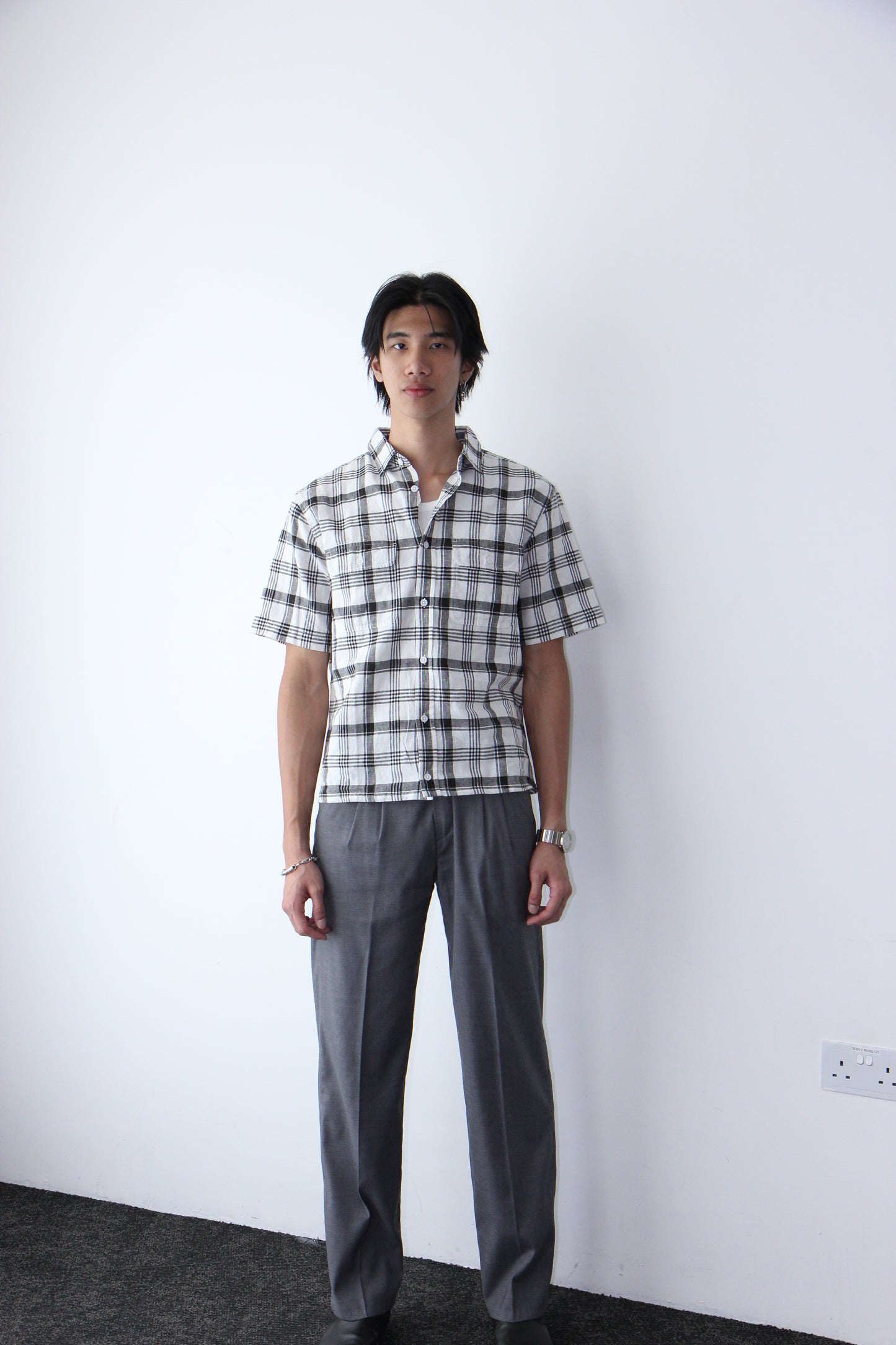 Vintage Cropped Collared Shirt - Wolf grey