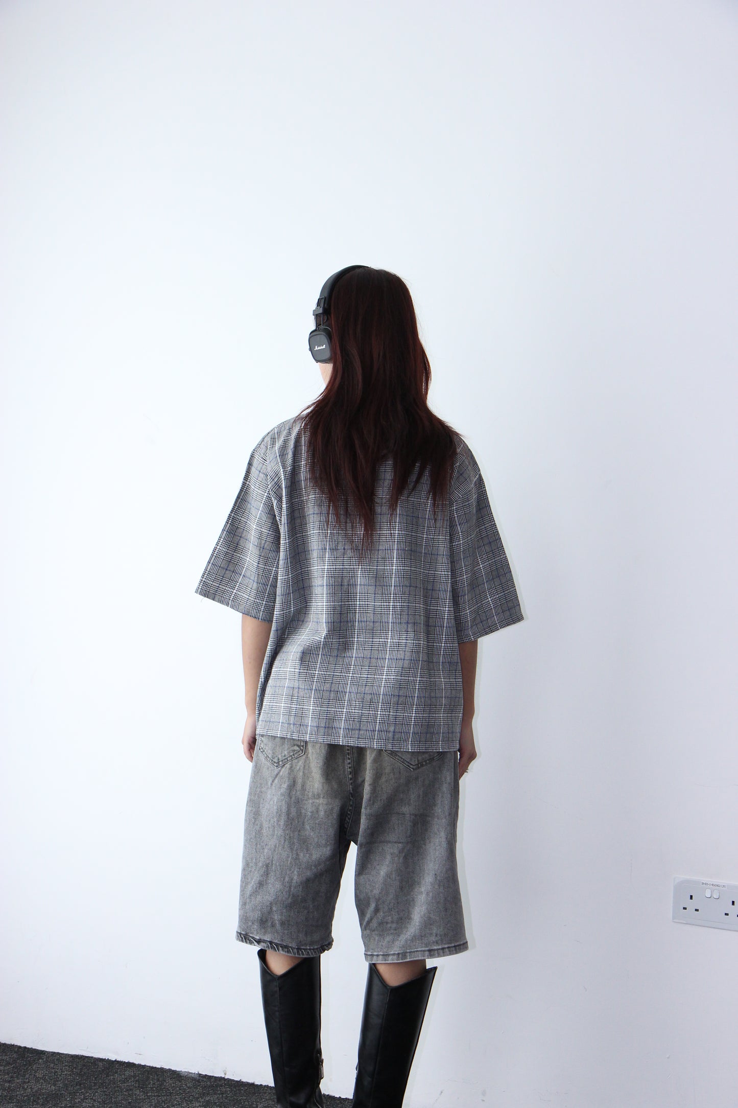 Vintage Cropped Collared Shirt - wolf grey