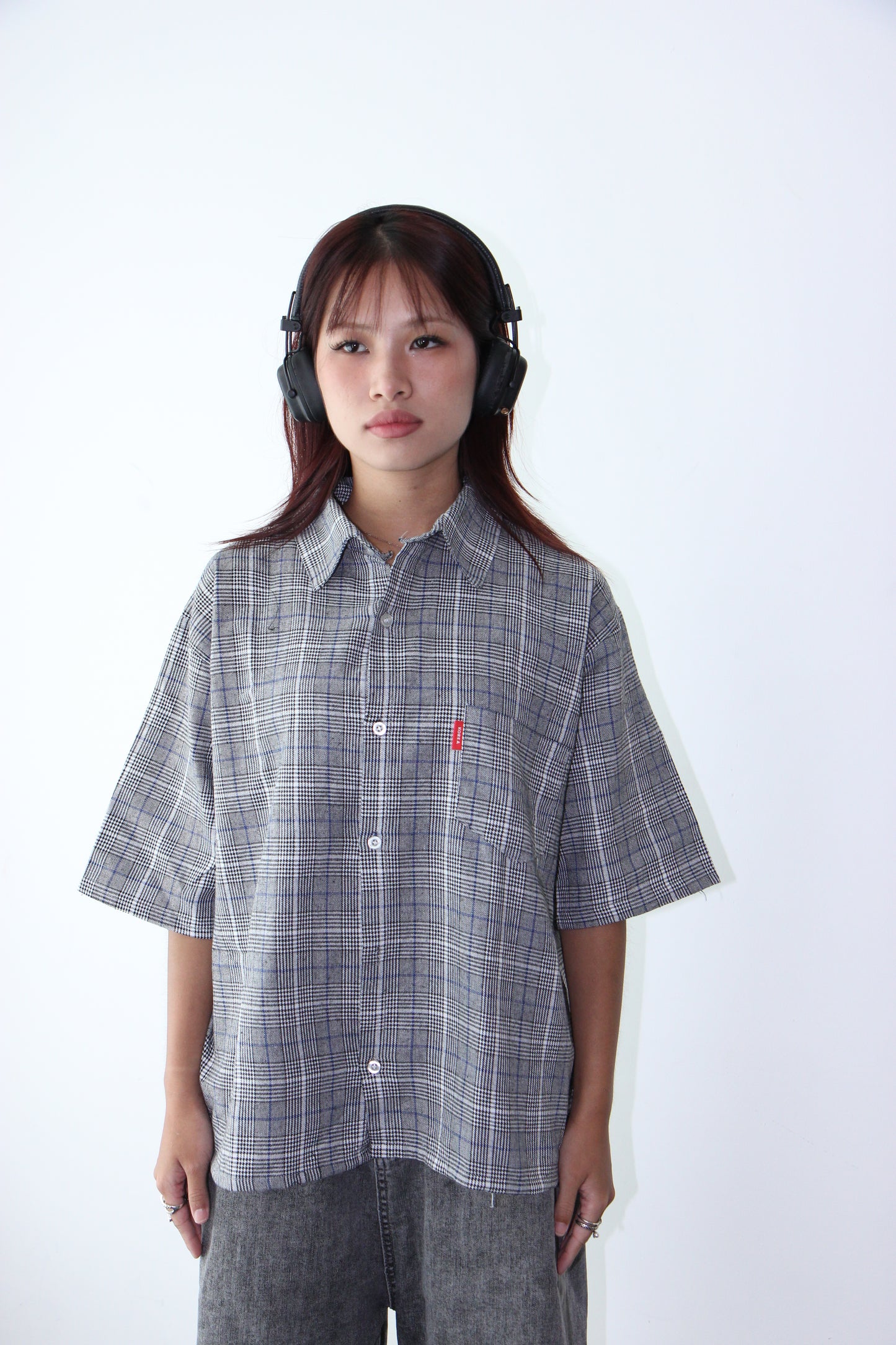 Vintage Cropped Collared Shirt - wolf grey