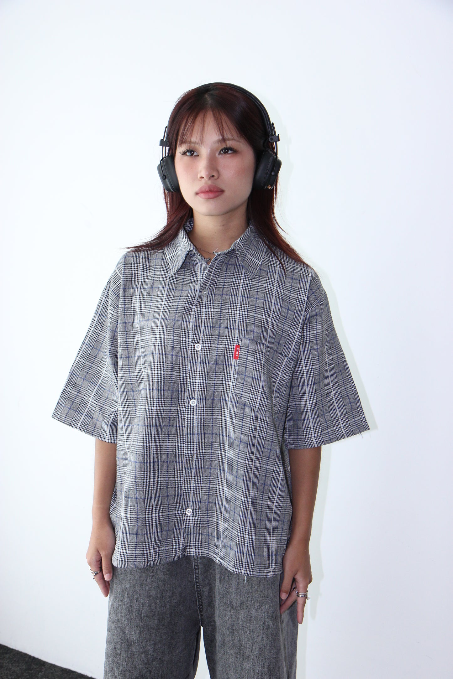 Vintage Cropped Collared Shirt - wolf grey