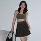 Y2K Pleated Skirt - Military Brown