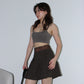 Y2K Pleated Skirt - Military Brown