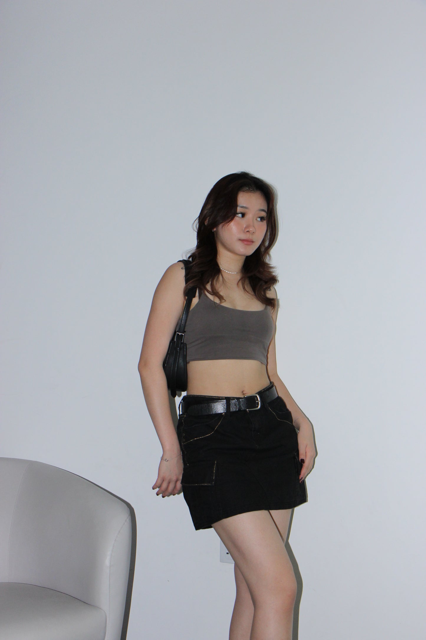 Y2K Cargo Skirt - Black w Gold Accents