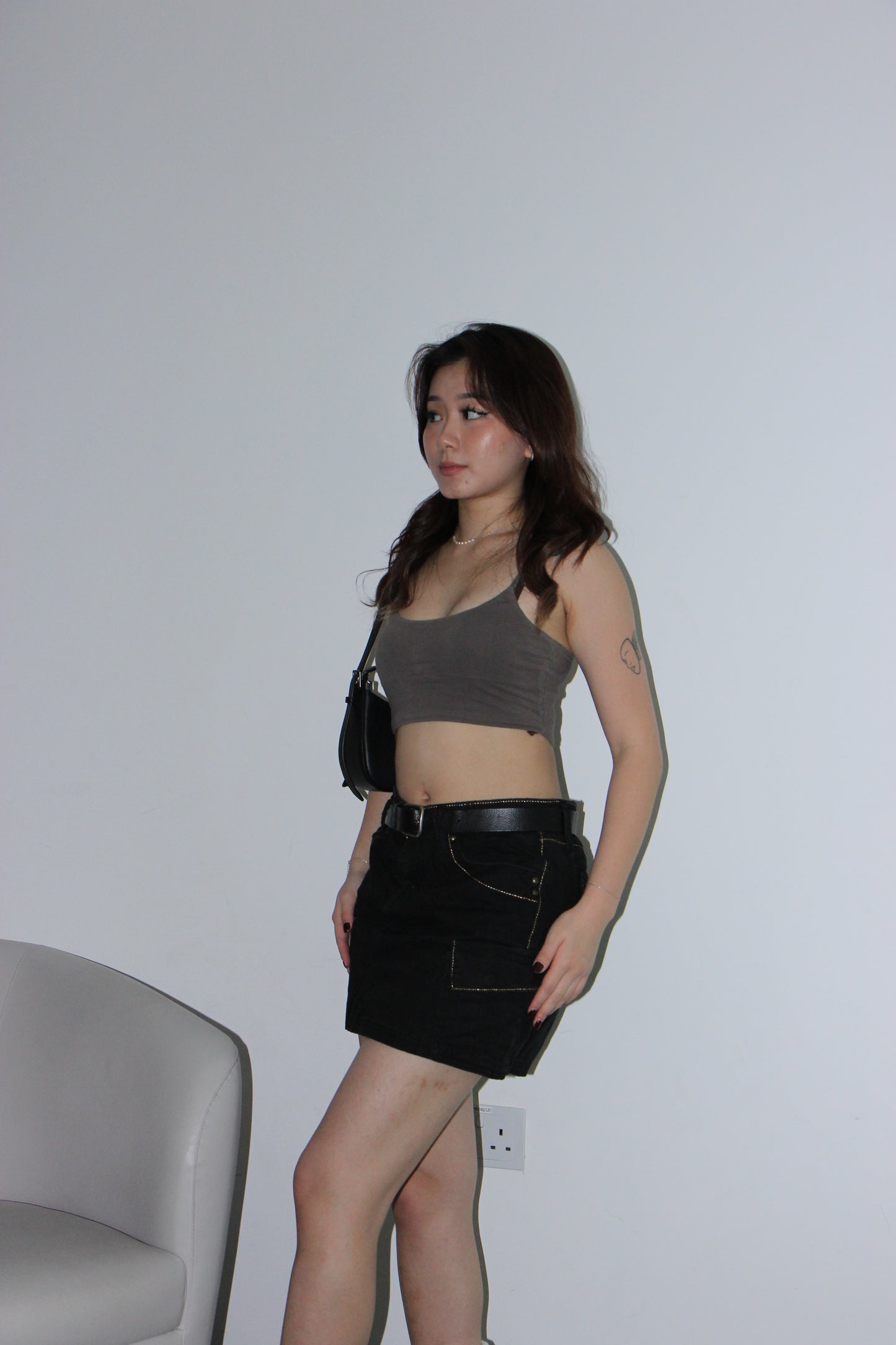 Y2K Cargo Skirt - Black w Gold Accents