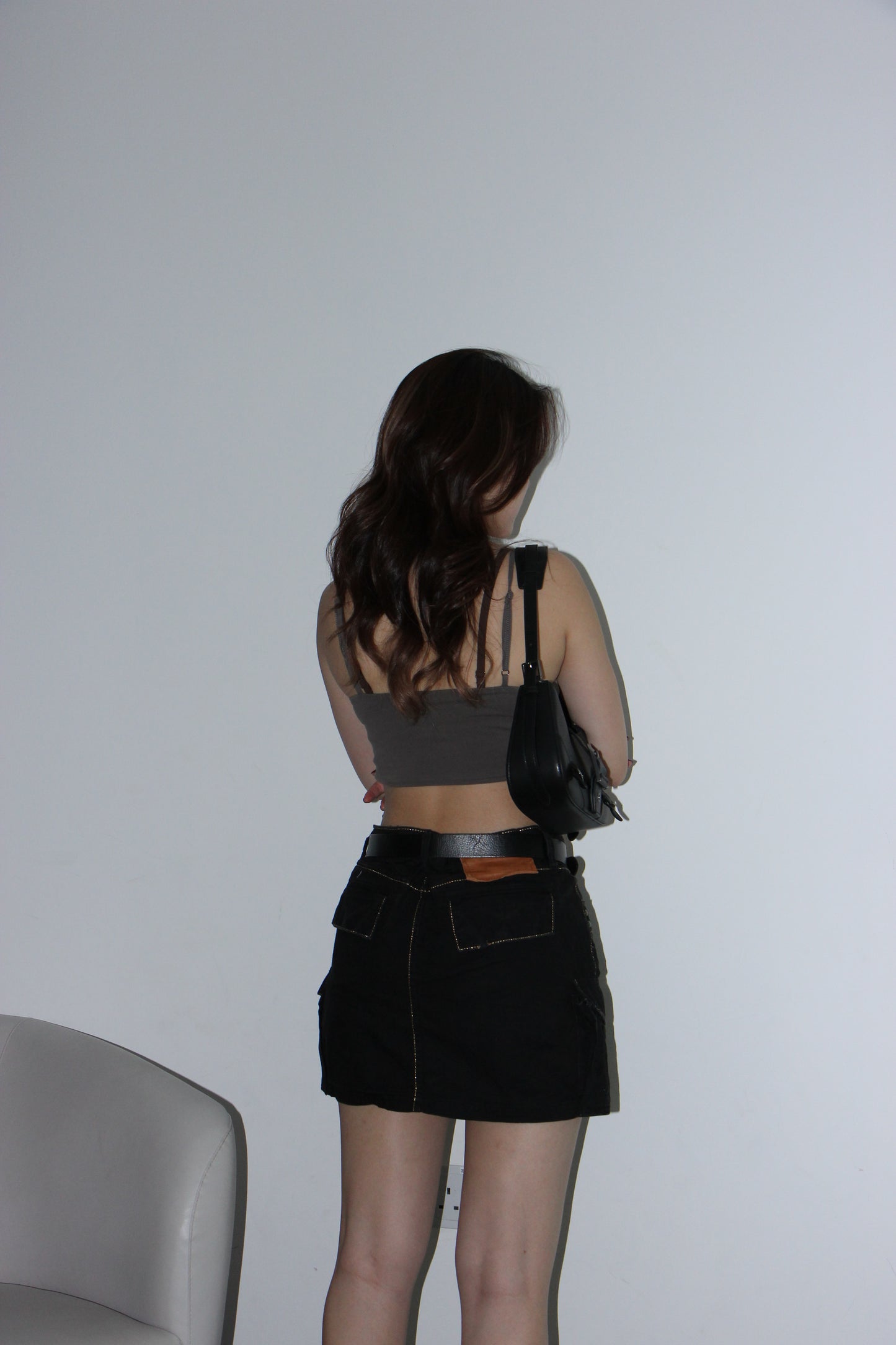 Y2K Cargo Skirt - Black w Gold Accents