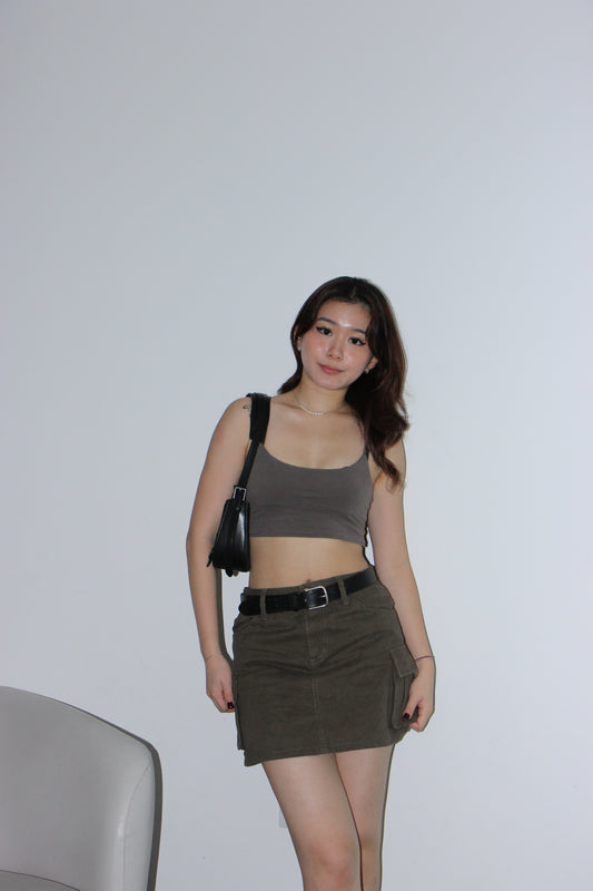 Y2K Cargo Skirt - Military Green