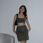 Y2K Cargo Skirt - Military Green