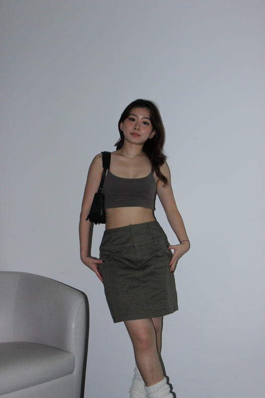 Y2K Cargo Skirt - Military Green