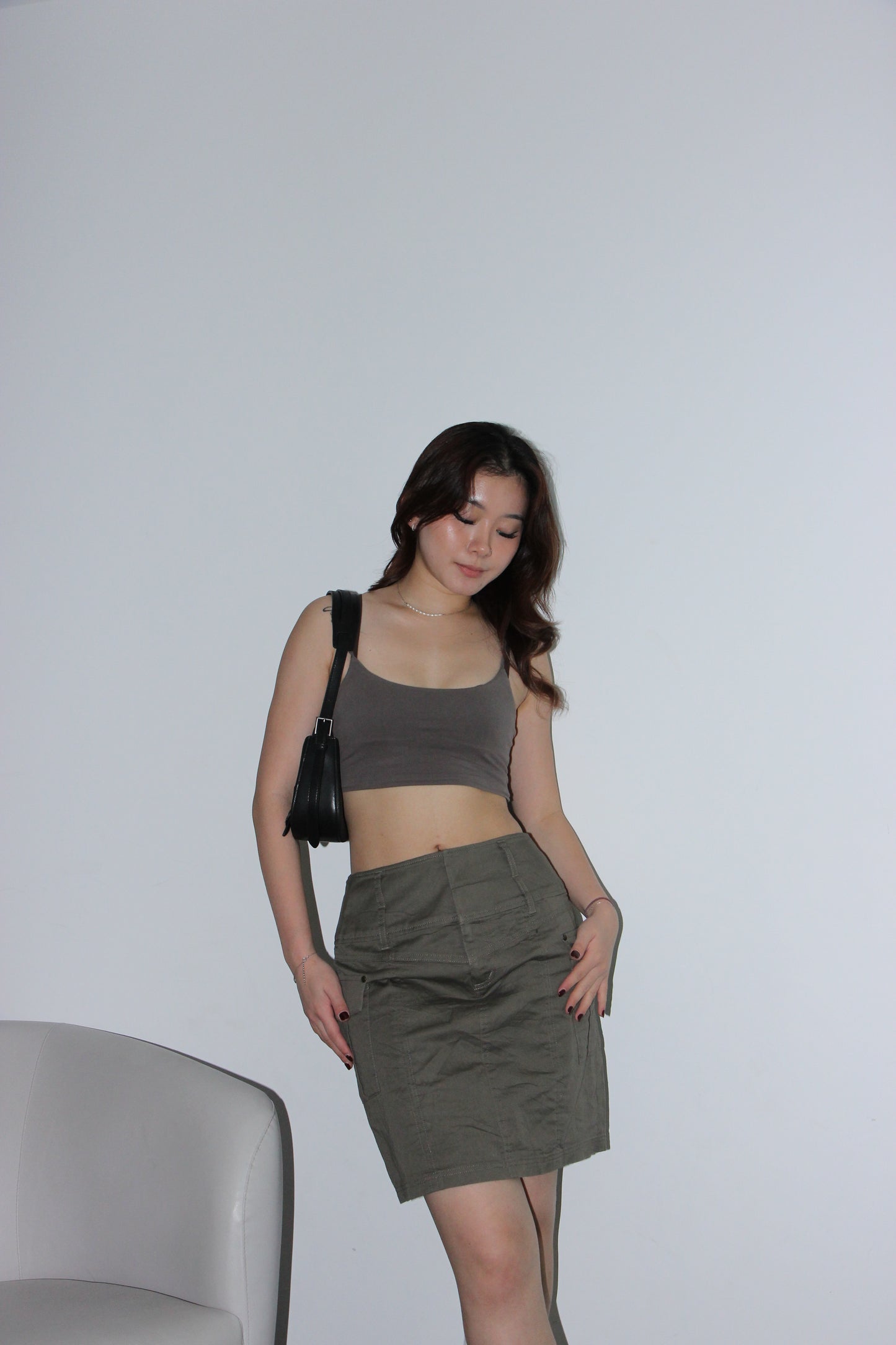 Y2K Cargo Skirt - Military Green