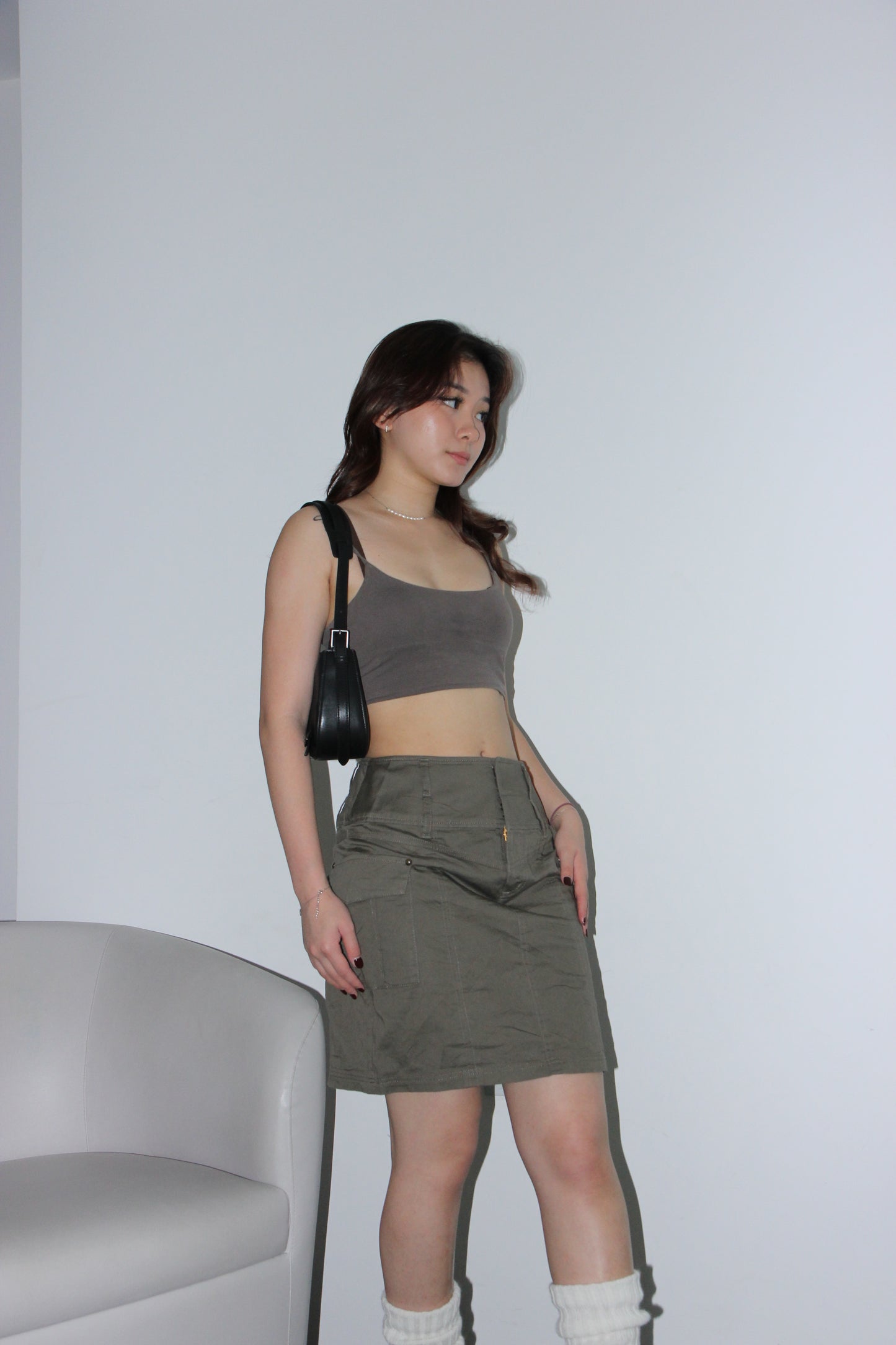 Y2K Cargo Skirt - Military Green