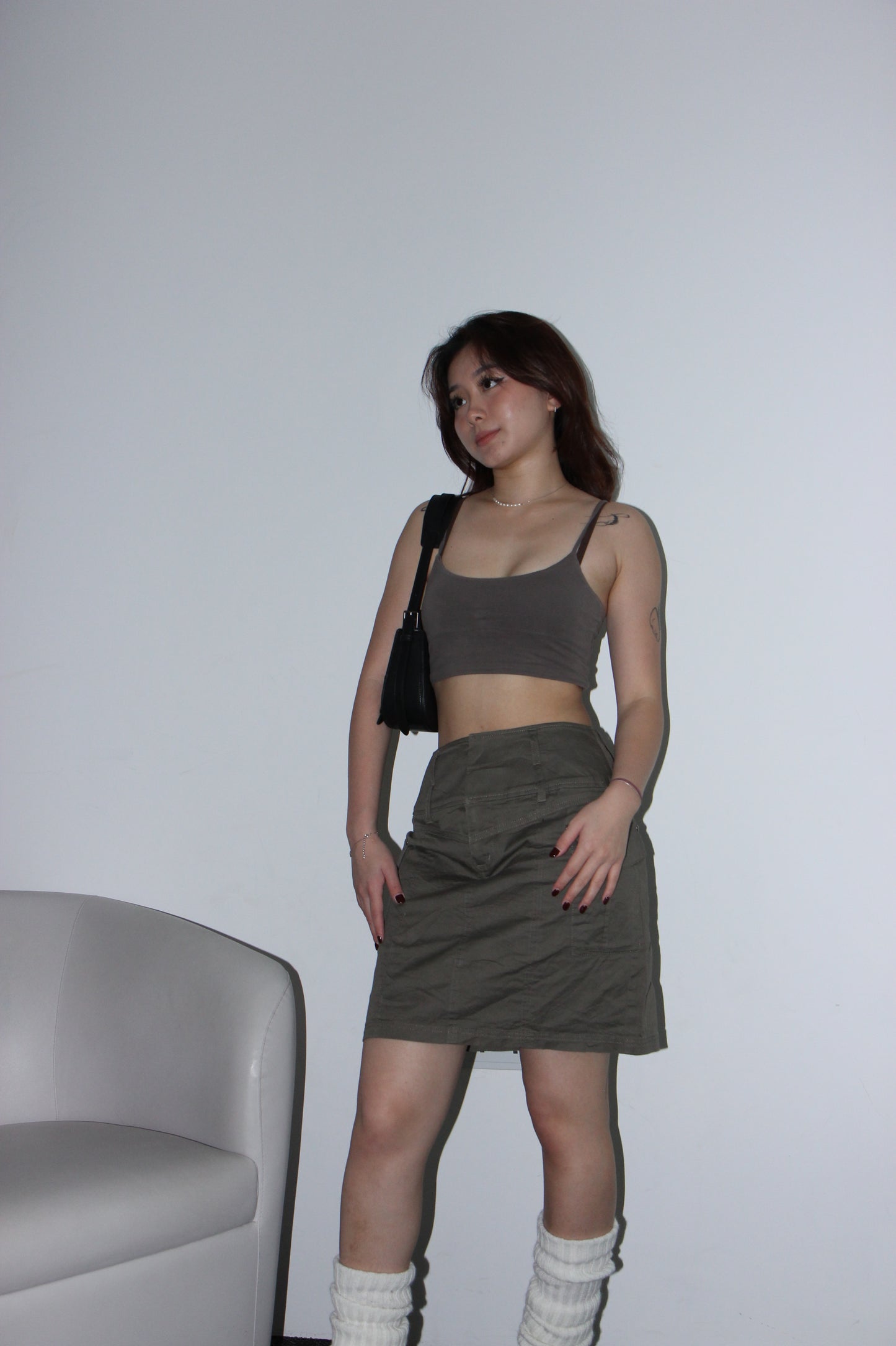 Y2K Cargo Skirt - Military Green