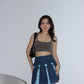 Y2K Pleated Denim Skirt - Gingham Blue