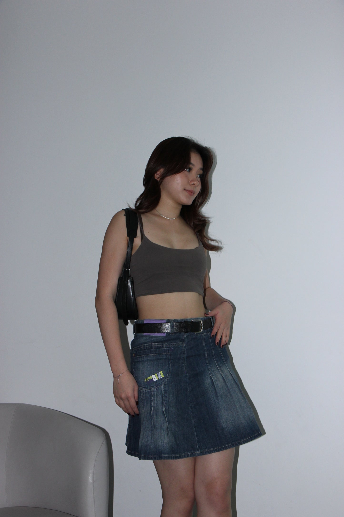 Y2K Pleated Denim Skirt- Blue