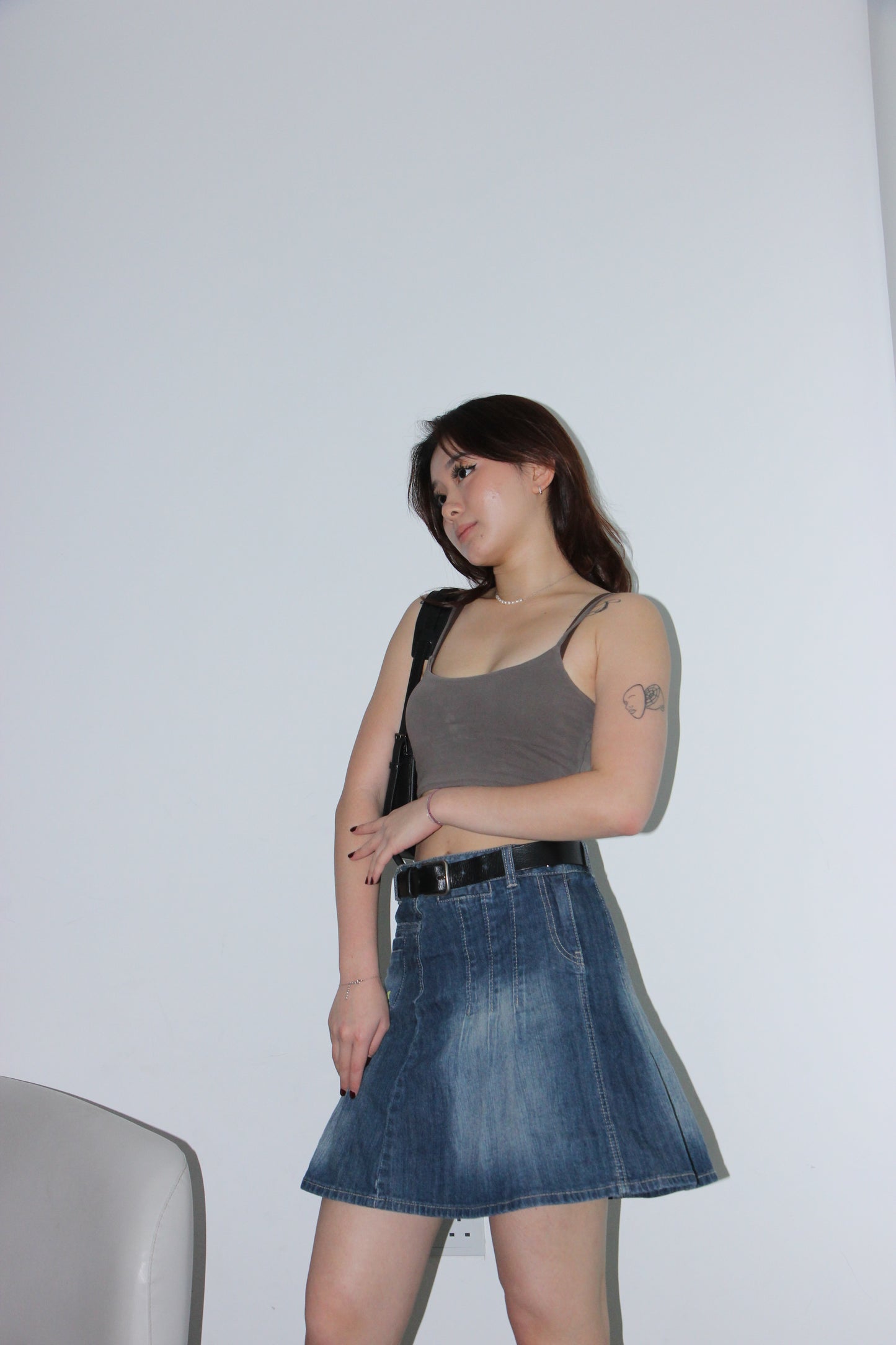 Y2K Pleated Denim Skirt- Blue