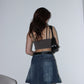 Y2K Pleated Denim Skirt- Blue