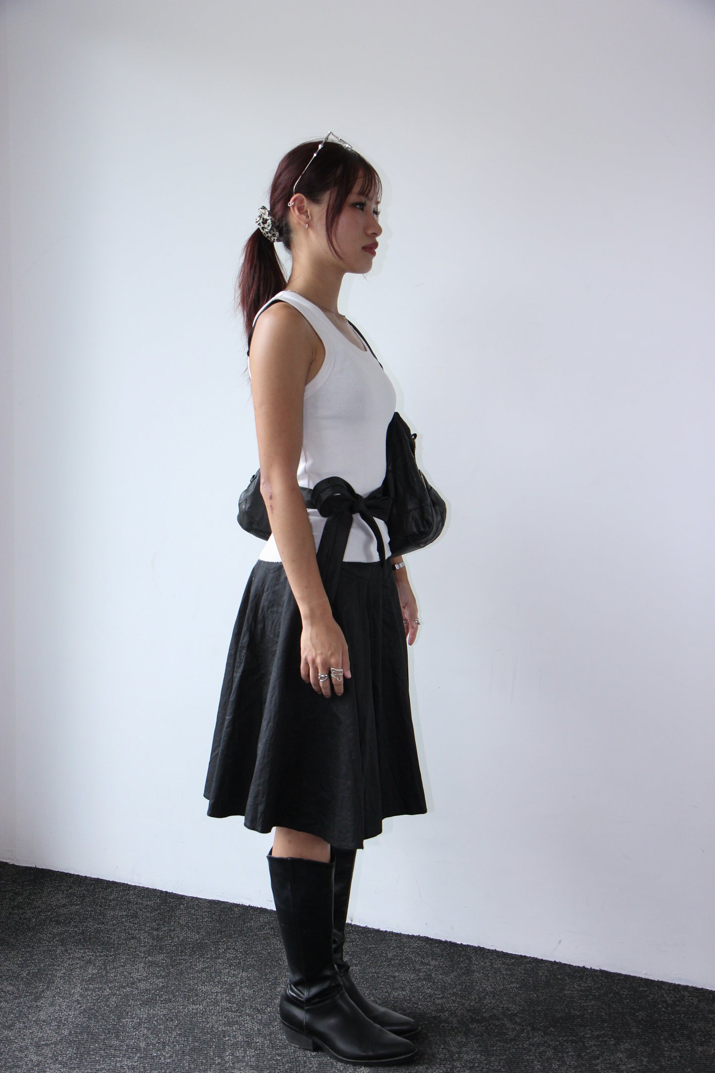 Vintage 90s Ruffle pleated Skirt - Black