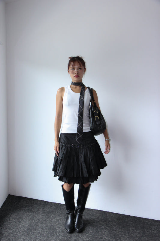 Vintage 90s Ruffle Ball Skirt - Black