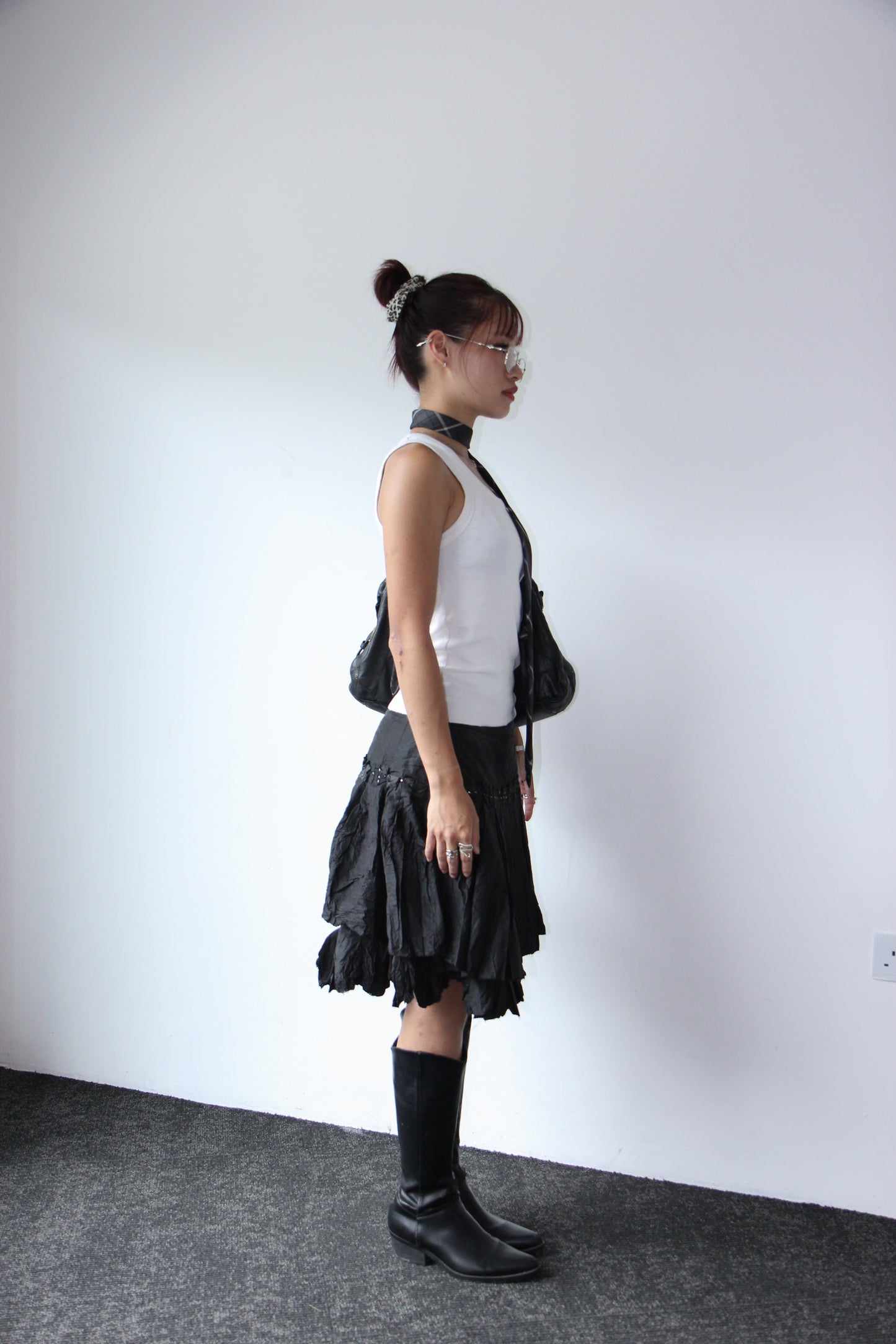 Vintage 90s Ruffle Ball Skirt - Black