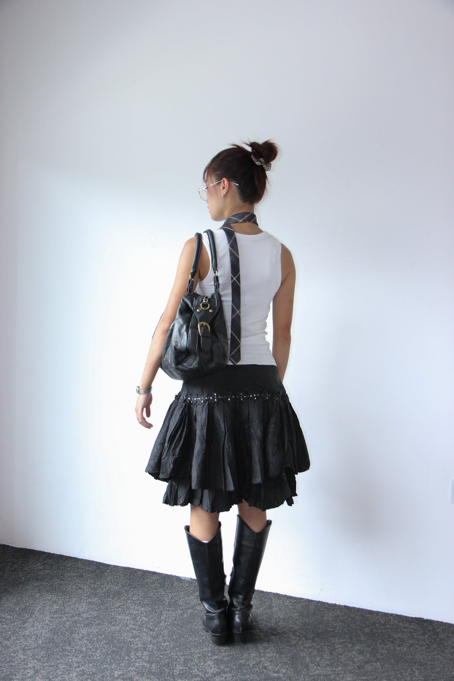 Vintage 90s Ruffle Ball Skirt - Black