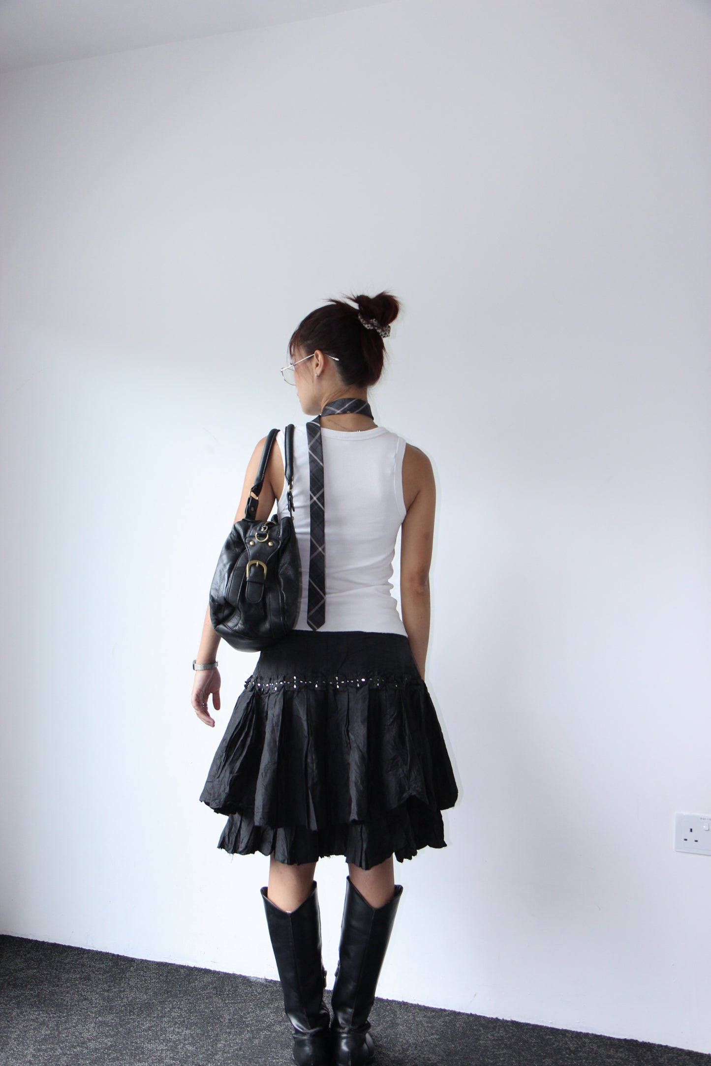 Vintage 90s Ruffle Ball Skirt - Black