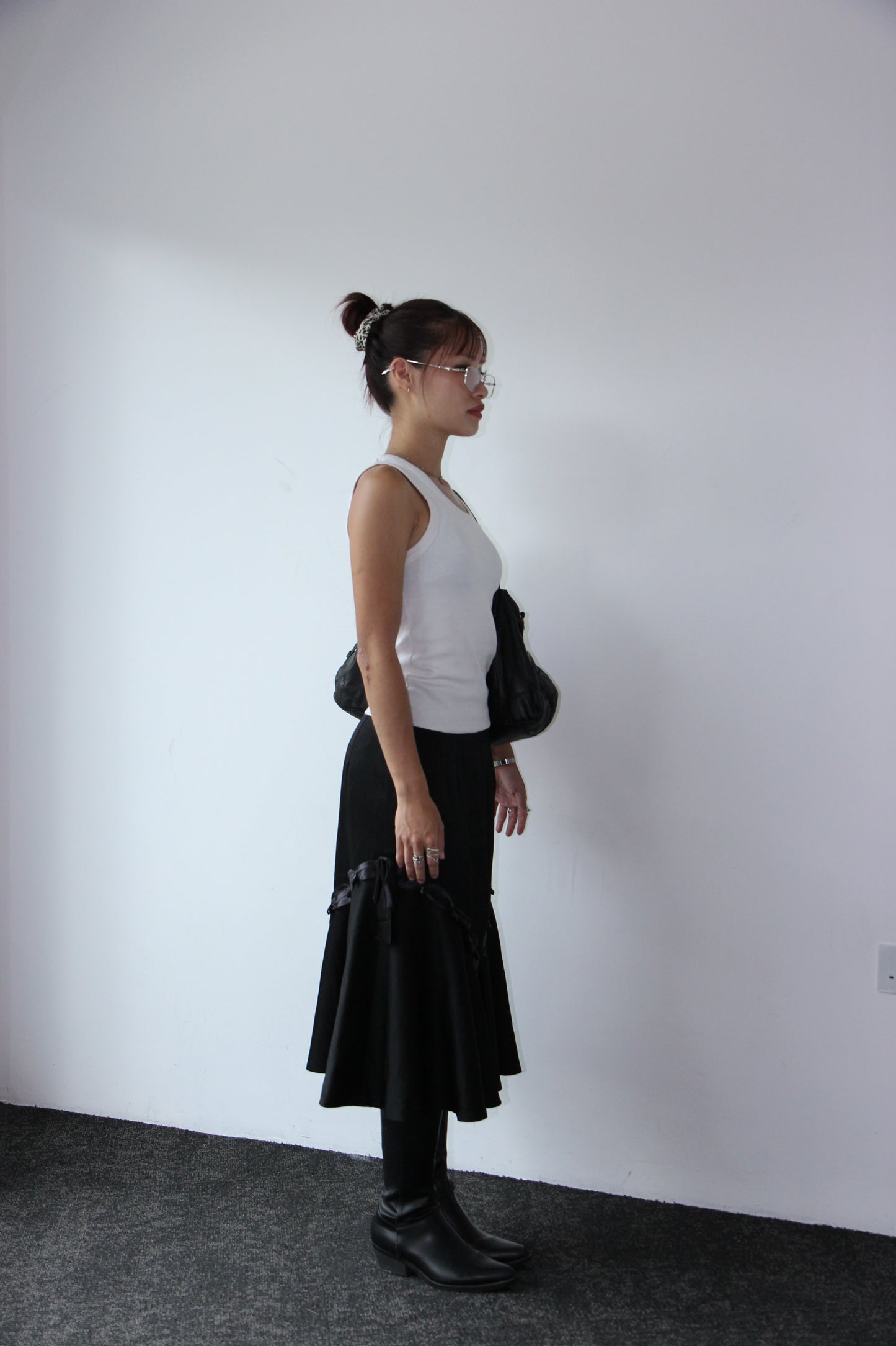 90s Silky Bridesmaid Skirt - Black