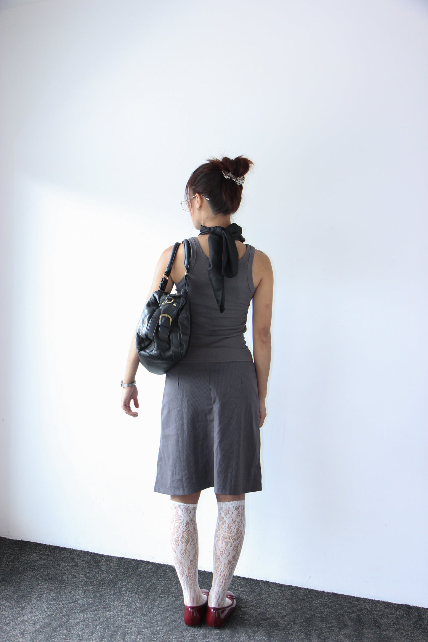 90s Midi Pleated Office Skirt - Wolf Grey