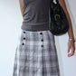 Vintage 90s Striped Pencil Office Skirt - Wolf Grey