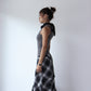 Vintage 90s Checkered Pencil Office Skirt - Wolf Grey