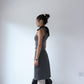 Vintage 90s Striped Pencil Office Skirt - Wolf Grey