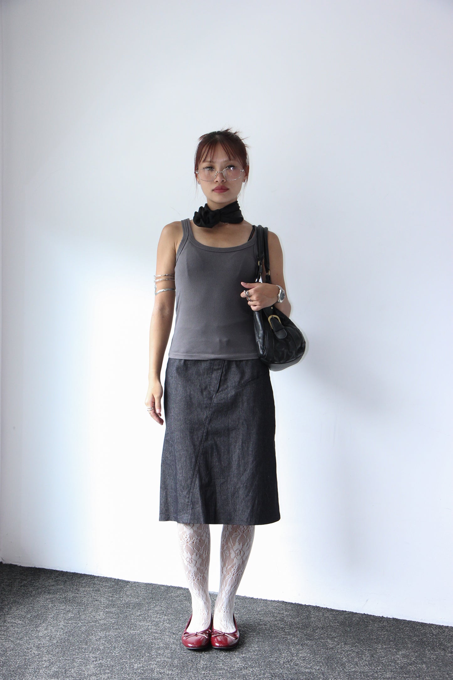 Vintage 90s Denim Pencil Skirt - Charcoal