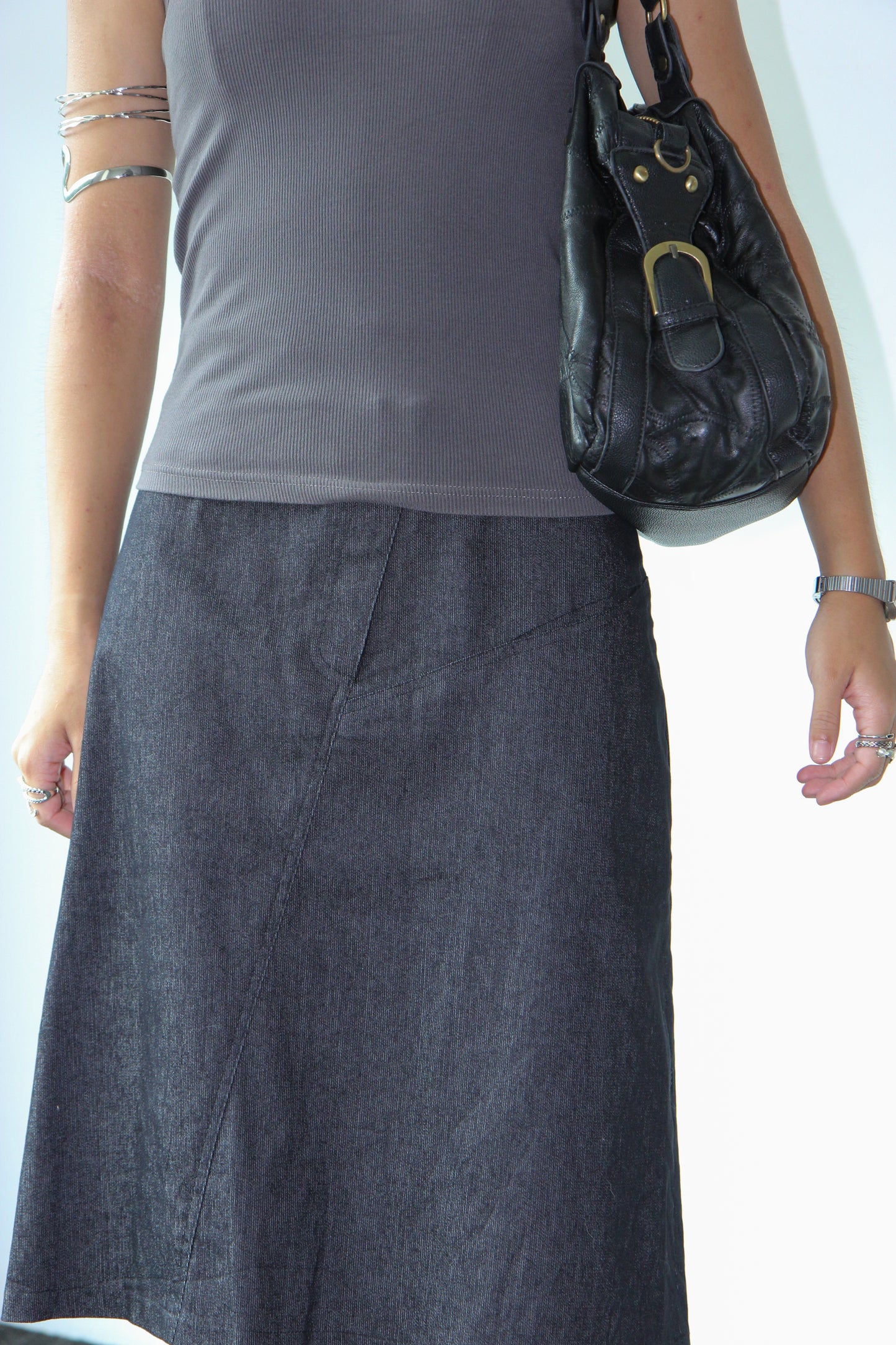 Vintage 90s Denim Pencil Skirt - Charcoal