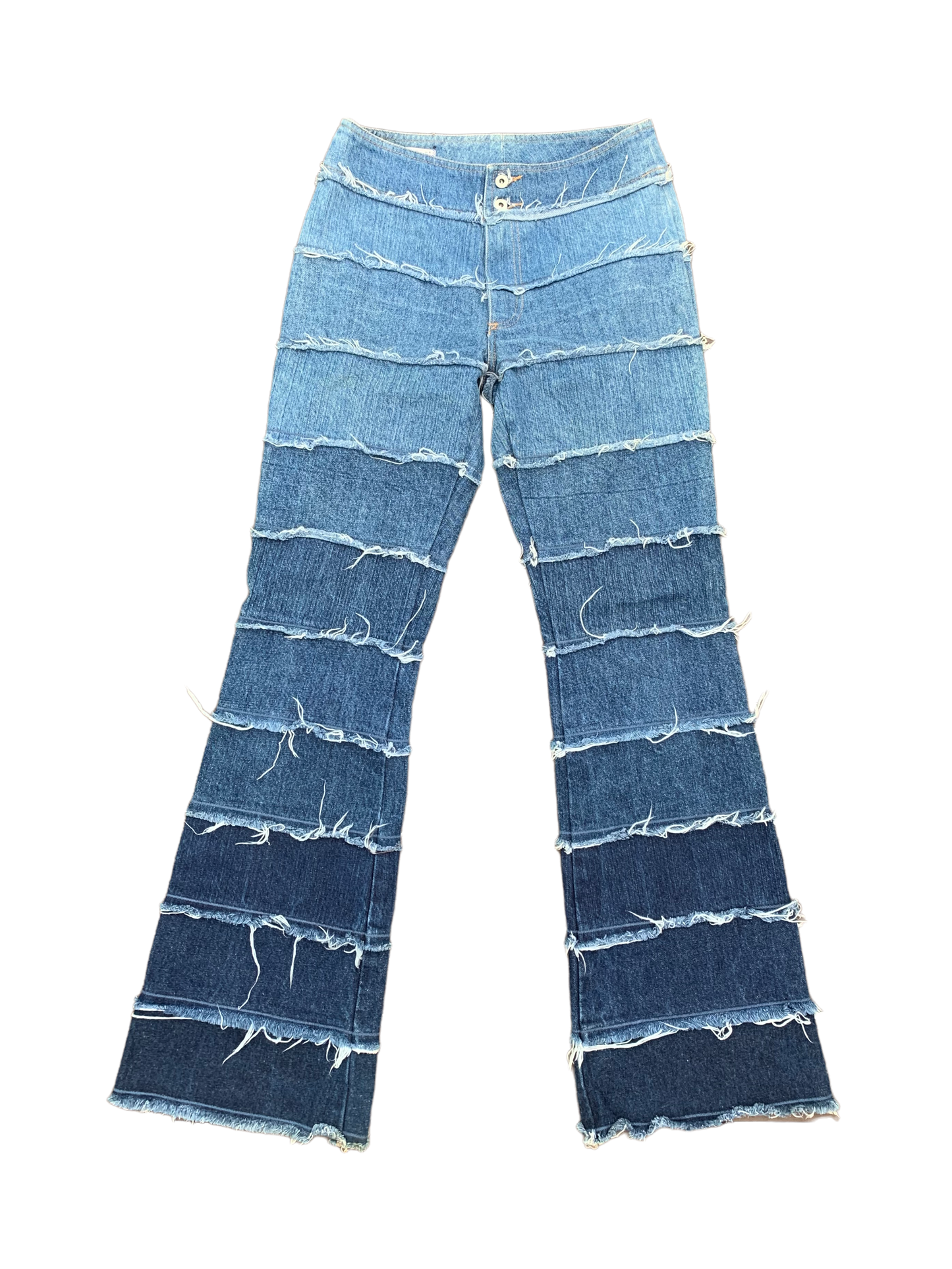 Vintage Y2K Flare Denim Trousers - Gradient Blue