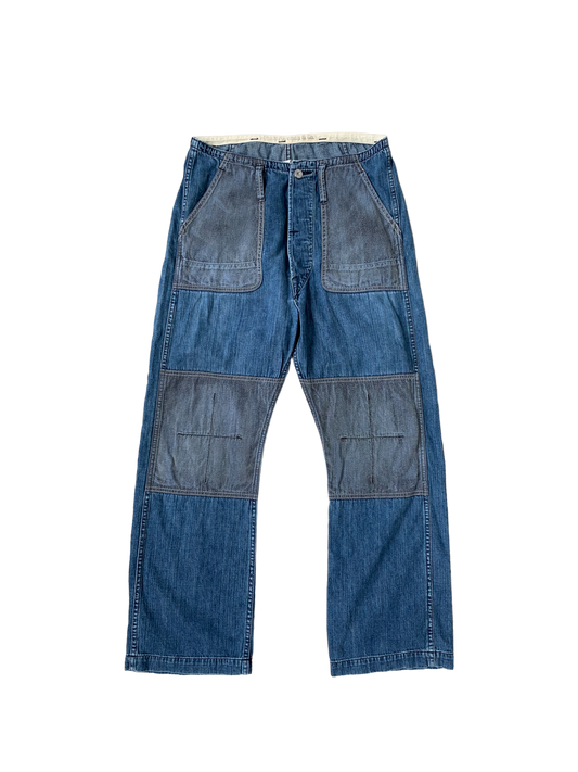 Vintage Patchwork Bootcut Denim Jeans