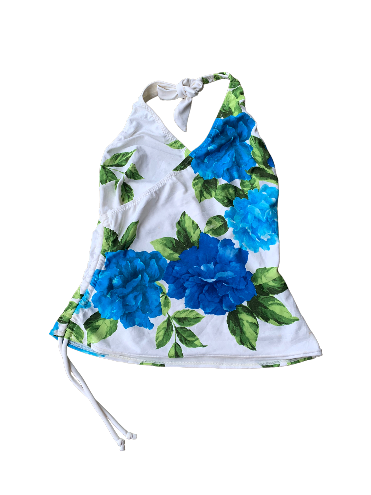 Y2k Summer Floral Top - Blue & White