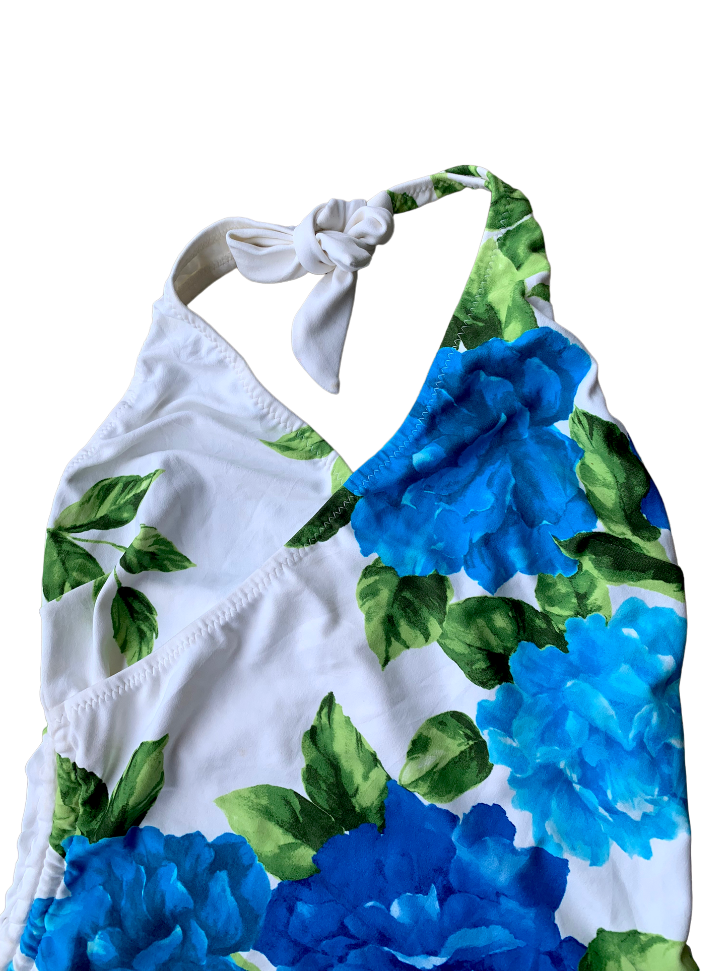 Y2k Summer Floral Top - Blue & White