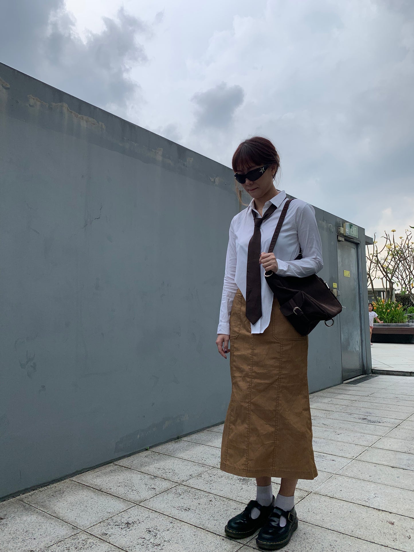 Y2K Midi Skirt - Military Brown