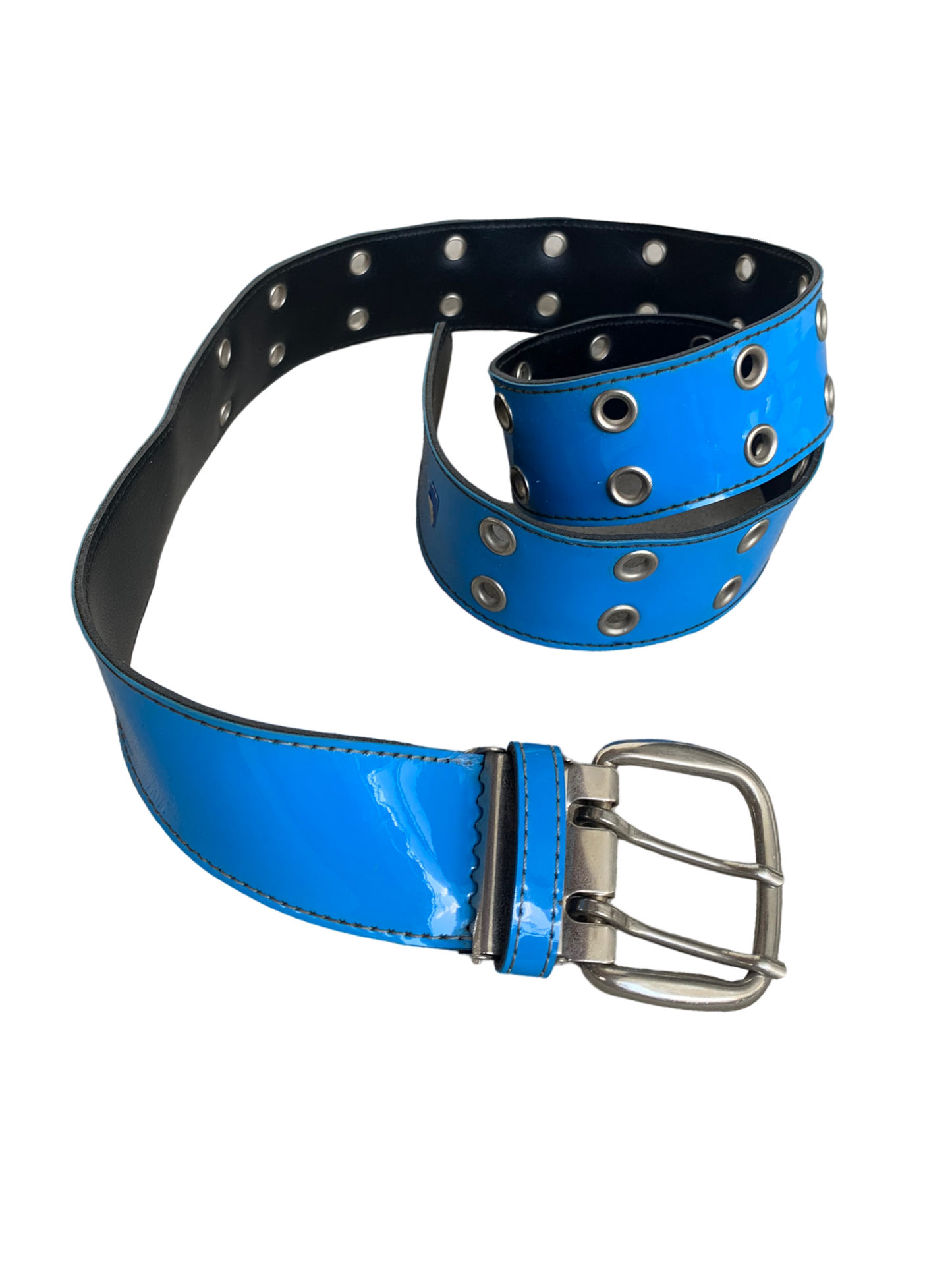 Vintage Cowboy Grunge Punk Y2k O Ring Belt- blue