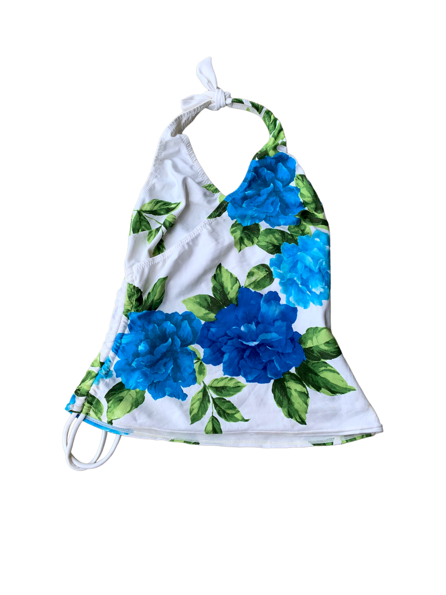 Y2k Summer Floral Top - Blue & White